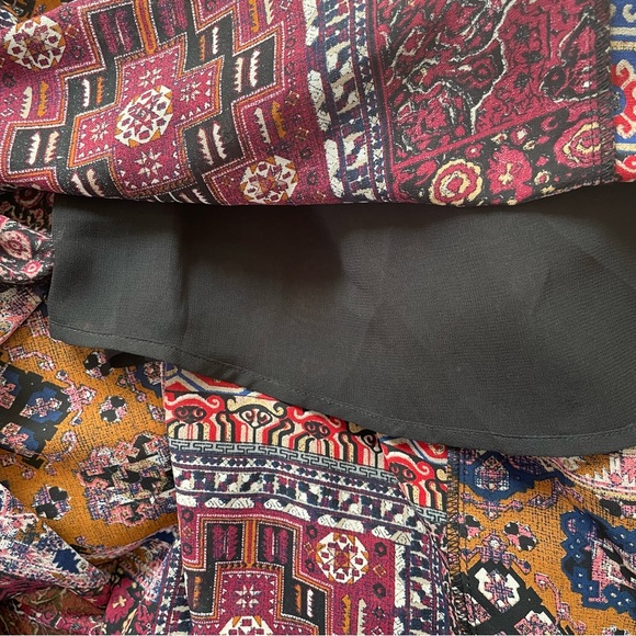 Miss Me High Low Skirt Burgundy Vintage Tapestry Pattern elastic Waistband S - Picture 8 of 10